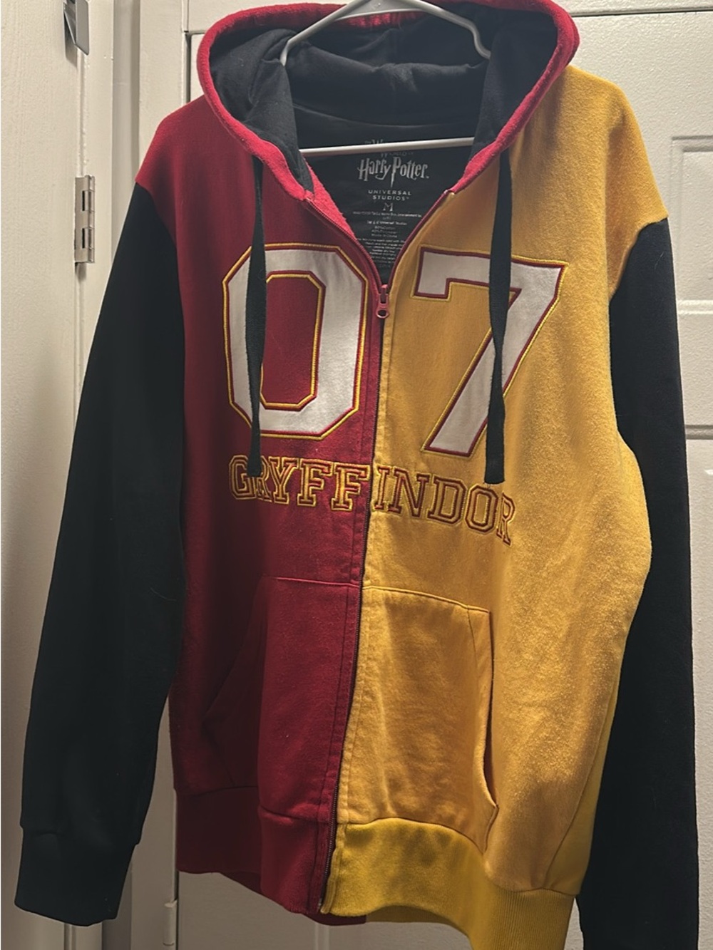 Universal Harry Potter Gryffindor Men’s Zip-Up Hoodie in Red, Yellow & Black